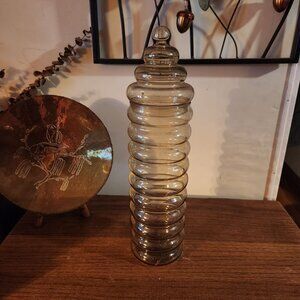 Vintage Holmgaard Primula Apothecary Jar Smoked Glass By Jacob Bang 10.5" Tall D